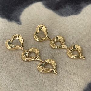 Pilgrim “Tyde” Gold Heart Drop Statement Earrings